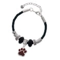 thumbnail image 1 of Delight Jewelry Silvertone Large Maroon Paw Sister Celtic Knot Leather Bead Bracelet, 7"+2" Extender, 1 of 4