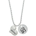 thumbnail image 1 of Delight Jewelry Silvertone Large ''Mother'' Heart with Clear Crystal Silvertone Script Initial Disc - B - Charm Necklace, 20"+3", 1 of 4
