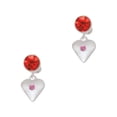 thumbnail image 1 of Delight Jewelry Silvertone Large October - Hot Pink Crystal Heart Red Crystal Clip on Earrings, 1 of 5