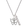 thumbnail image 1 of Delight Jewelry Silvertone Large Open Butterfly Silvertone Be Strong and Courageous Bar Charm Necklace, 23", 1 of 4