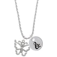 thumbnail image 1 of Delight Jewelry Silvertone Large Open Butterfly Silvertone Script Initial Disc - & - Charm Necklace, 20"+3", 1 of 4