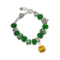 thumbnail image 1 of Delight Jewelry Silvertone Large Optic Yellow Softball - Green Irish Luck Bead Charm Bracelet, 7.5", 1 of 4