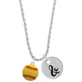 thumbnail image 1 of Delight Jewelry Silvertone Large Optic Yellow Softball Silvertone Script Initial Disc - & - Charm Necklace, 20"+3", 1 of 4