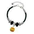 thumbnail image 1 of Delight Jewelry Silvertone Large Optic Yellow Softball Big Sister Celtic Knot Leather Bead Bracelet, 7"+2" Extender, 1 of 4