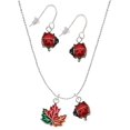 thumbnail image 1 of Delight Jewelry Silvertone Large Orange Fall Leaf Red Lucky Ladybug Necklace and Dangle Earrings Set, 1 of 6