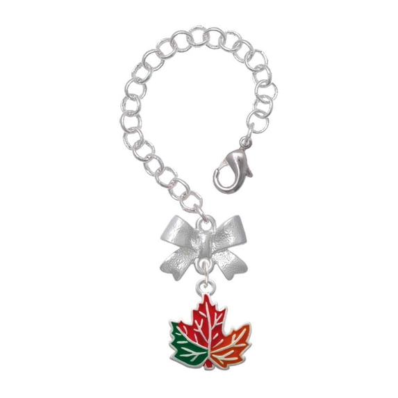 Delight Jewelry Silvertone Large Orange Fall Leaf - Silvertone Bow Charm Accessory for Tumblers and Thermal Cups