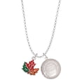 thumbnail image 1 of Delight Jewelry Silvertone Large Orange Fall Leaf To the World You are a Mother Locket Necklace, 1 of 4