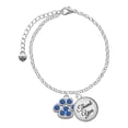 thumbnail image 1 of Delight Jewelry Silvertone Large Paw with Blue Crystals - Domed Thank You Charm Bracelet, 6"+2", 1 of 5
