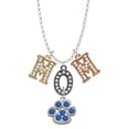 thumbnail image 1 of Delight Jewelry Silvertone Large Paw with Blue Crystals Multi-Colored Crystal Mom Charm Necklace, 1 of 5