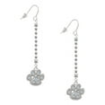 thumbnail image 1 of Delight Jewelry Silvertone Large Paw with Clear Crystals - Silver-tone Long Sparkle Dangle French Earrings, 1 of 4