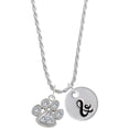 thumbnail image 1 of Delight Jewelry Silvertone Large Paw with Clear Crystals Silvertone Script Initial Disc - & - Charm Necklace, 20"+3", 1 of 4