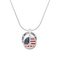 thumbnail image 1 of Delight Jewelry Silvertone Large Peace Sign with USA Flag Silver-tone You Mean the World to Me Ring Necklace, 18", 1 of 4