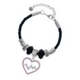 thumbnail image 1 of Delight Jewelry Silvertone Large Pink Crystal Heart with Clear Heartbeat Aunt Celtic Knot Leather Bead Bracelet, 7"+2" Extender, 1 of 4