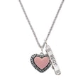 thumbnail image 1 of Delight Jewelry Silvertone Large Pink Enamel Heart with Swirl Border Silvertone Best Friends Forever Bar Charm Necklace, 23", 1 of 4