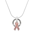 thumbnail image 1 of Delight Jewelry Silvertone Large Pink Ribbon with Crystals Miracles Ring Charm Necklace, 18", 1 of 4