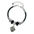 thumbnail image 1 of Delight Jewelry Silvertone Large Pirate - Mascot Mom Celtic Knot Leather Bead Bracelet, 7"+2" Extender, 1 of 4