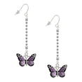 thumbnail image 1 of Delight Jewelry Silvertone Large Purple Butterfly with 6 AB Crystals - Silver-tone Long Sparkle Dangle French Earrings, 1 of 4