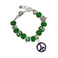 thumbnail image 1 of Delight Jewelry Silvertone Large Purple Tiger Print Peace Sign - Green Irish Luck Bead Charm Bracelet, 7.5", 1 of 4