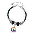 thumbnail image 1 of Delight Jewelry Silvertone Large Rainbow Colored Peace Sign Granddaughter Celtic Knot Leather Bead Bracelet, 7"+2" Extender, 1 of 4
