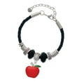thumbnail image 1 of Delight Jewelry Silvertone Large Red Apple Mother Celtic Knot Leather Bead Bracelet, 7"+2" Extender, 1 of 1