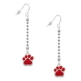 thumbnail image 1 of Delight Jewelry Silvertone Large Red Paw - Silver-tone Long Sparkle Dangle French Earrings, 1 of 4