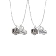 thumbnail image 1 of Delight Jewelry Silvertone Large Rope with Cross Spinner Mother & Daughter Heart Necklaces (Set of 2), 19"+2", 1 of 4