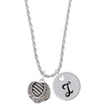 thumbnail image 1 of Delight Jewelry Silvertone Large Rope with Cross Spinner Silvertone Script Initial Disc - I - Charm Necklace, 20"+3", 1 of 4