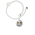 thumbnail image 1 of Delight Jewelry Silvertone Large Round Owl with Green Crystal Eyes Silver-tone Rose Link Chain Bracelet, 6.25"+1.75" Extender, 1 of 4