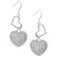 thumbnail image 1 of Delight Jewelry Silvertone Large Rounded Clear Oktant Crystal Heart Open Heart French Earrings, 1 of 4