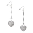 thumbnail image 1 of Delight Jewelry Silvertone Large Rounded Clear Oktant Crystal Heart - Silver-tone Long Sparkle Dangle French Earrings, 1 of 3