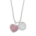 thumbnail image 1 of Delight Jewelry Silvertone Large Rounded Light Pink Oktant Crystal Heart She is Clothed in Stength and Dignity Charm Necklace, 20"+3", 1 of 4