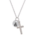 thumbnail image 1 of Delight Jewelry Silvertone Large Script Letter - & - 3/4'' Disc - Everlasting Love Engraved Cross Zoey Necklace, 28", 1 of 4