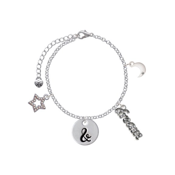 Delight Jewelry Silvertone Large Script Letter - & - 3/4'' Disc - Silvertone Dream Big Charm Bracelet, 7.5+2" Extender