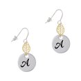 thumbnail image 1 of Delight Jewelry Silvertone Large Script Letter - A - 3/4'' Disc - Goldtone Leaf French Earrings, 1 of 4