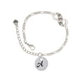 thumbnail image 1 of Delight Jewelry Silvertone Large Script Letter - A - 3/4'' Disc - Silver-tone Paw Infinity Link Chain Bracelet, 6"+2" Extender, 1 of 3