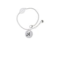 thumbnail image 1 of Delight Jewelry Silvertone Large Script Letter - A - 3/4'' Disc - - Silvertone Leaf Delicate Bracelet, 6.25+1.75", 1 of 4