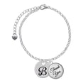 thumbnail image 1 of Delight Jewelry Silvertone Large Script Letter - B - 3/4'' Disc - Domed Thank You Charm Bracelet, 6"+2", 1 of 5
