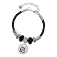thumbnail image 1 of Delight Jewelry Silvertone Large Script Letter - B - 3/4'' Disc - Granddaughter Celtic Knot Leather Bead Bracelet, 7"+2" Extender, 1 of 4