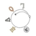 thumbnail image 1 of Delight Jewelry Silvertone Large Script Letter - C - 3/4'' Disc - Multi-Colored Crystal Love Charm Bracelet, 1 of 5