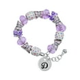 thumbnail image 1 of Delight Jewelry Silvertone Large Script Letter - D - 3/4'' Disc - Purple Butterfly Bead Charm Bracelet, 7"+1" Extender, 1 of 5