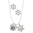 thumbnail image 1 of Delight Jewelry Silvertone Large Script Letter - D - 3/4'' Disc - Silver tone Snowflake Charm Necklace and Stud Earrings, 1 of 4