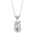 thumbnail image 1 of Delight Jewelry Silvertone Large Script Letter - E - 3/4'' Disc - Silver tone Bow Heart Necklace, 1 of 4