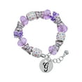 thumbnail image 1 of Delight Jewelry Silvertone Large Script Letter - G - 3/4'' Disc - Purple Butterfly Bead Charm Bracelet, 7"+1" Extender, 1 of 5
