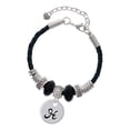 thumbnail image 1 of Delight Jewelry Silvertone Large Script Letter - H - 3/4'' Disc - Niece Celtic Knot Leather Bead Bracelet, 7"+2" Extender, 1 of 4