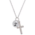 thumbnail image 1 of Delight Jewelry Silvertone Large Script Letter - I - 3/4'' Disc - I Set You Apart Engraved Cross Zoey Necklace, 28", 1 of 4