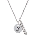 thumbnail image 1 of Delight Jewelry Silvertone Large Script Letter - I - 3/4'' Disc - Silvertone Mother Daughter Bar Charm Necklace, 23", 1 of 4