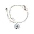 thumbnail image 1 of Delight Jewelry Silvertone Large Script Letter - J - 3/4'' Disc - Silver-tone Paw Infinity Link Chain Bracelet, 6"+2" Extender, 1 of 3