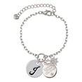 thumbnail image 1 of Delight Jewelry Silvertone Large Script Letter - J - 3/4'' Disc - Silvertone Discover Dream Explore Zoey Charm Bracelet, 6.5+2" Extender, 1 of 4