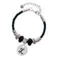thumbnail image 1 of Delight Jewelry Silvertone Large Script Letter - L - 3/4'' Disc - Best Friend Celtic Knot Leather Bead Bracelet, 7"+2" Extender, 1 of 4