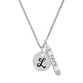 thumbnail image 1 of Delight Jewelry Silvertone Large Script Letter - L - 3/4'' Disc - Silvertone Believe Faith Prayer Hope Bar Charm Necklace, 23", 1 of 4